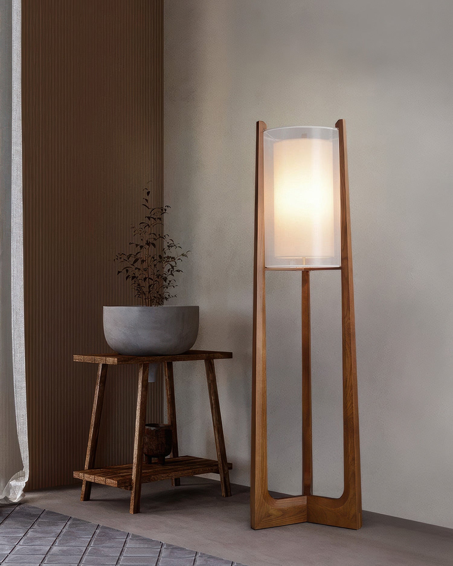 Minimalistička podna lampa Walnut Harmony