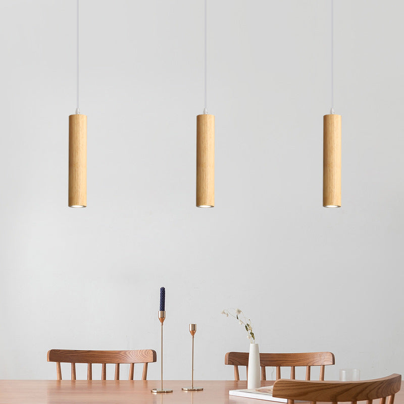 Suspension cylindrique en bois Muto — ampoule LED blanc chaud incluse