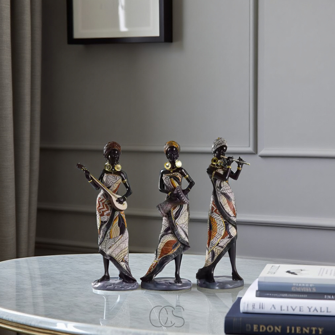 African Musicians Statue Set - Decorative Sculptures | Orntli