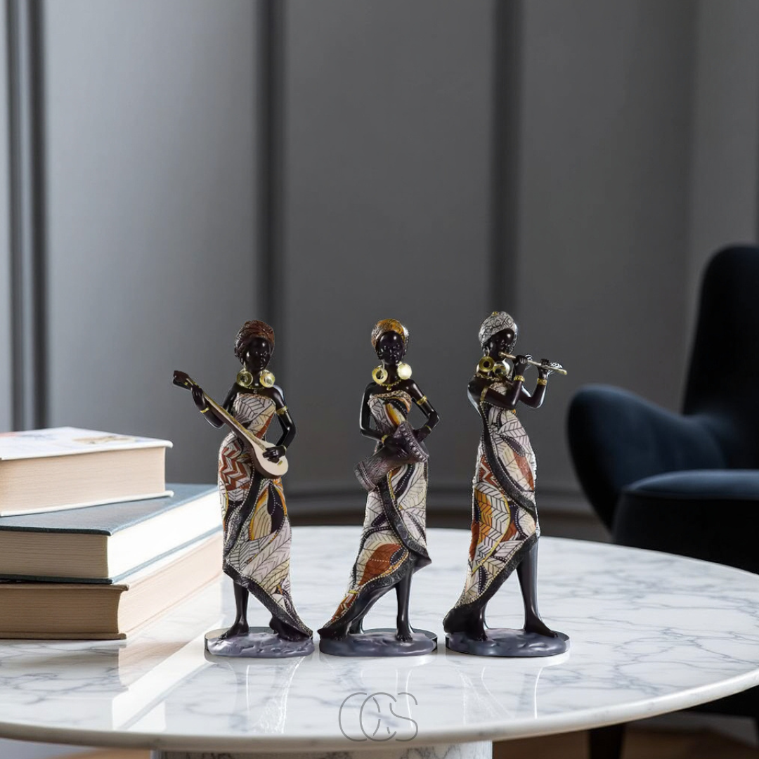 African Musicians Statue Set - Decorative Sculptures | Orntli