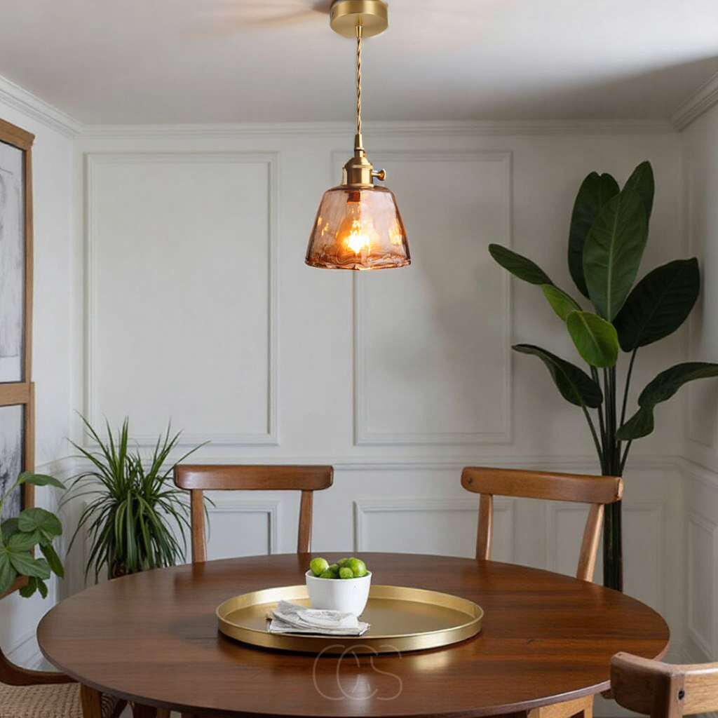 Lámpara colgante de vidrio ámbar – Luz cálida y diseño elegante | Orntli