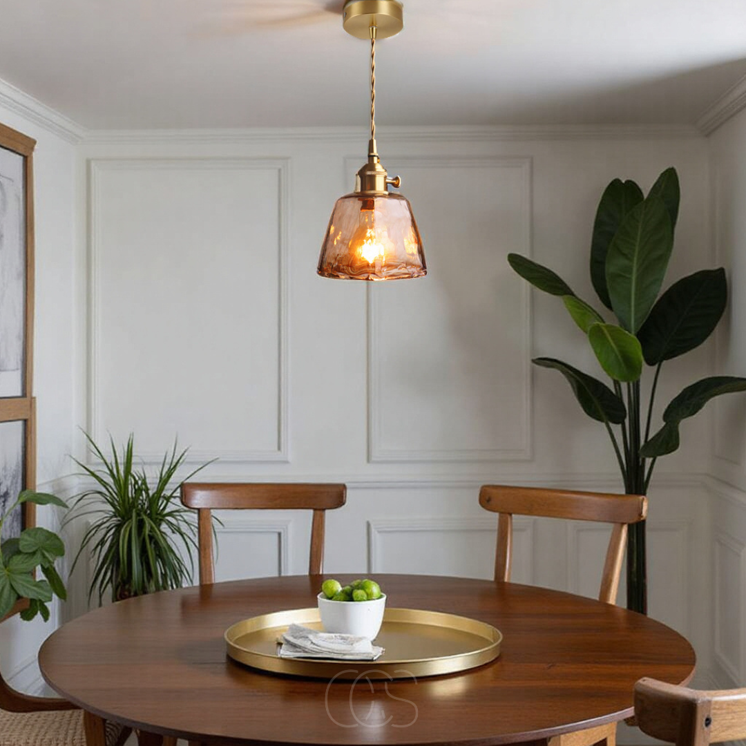 Lámpara colgante de vidrio ámbar – Luz cálida y diseño elegante | Orntli