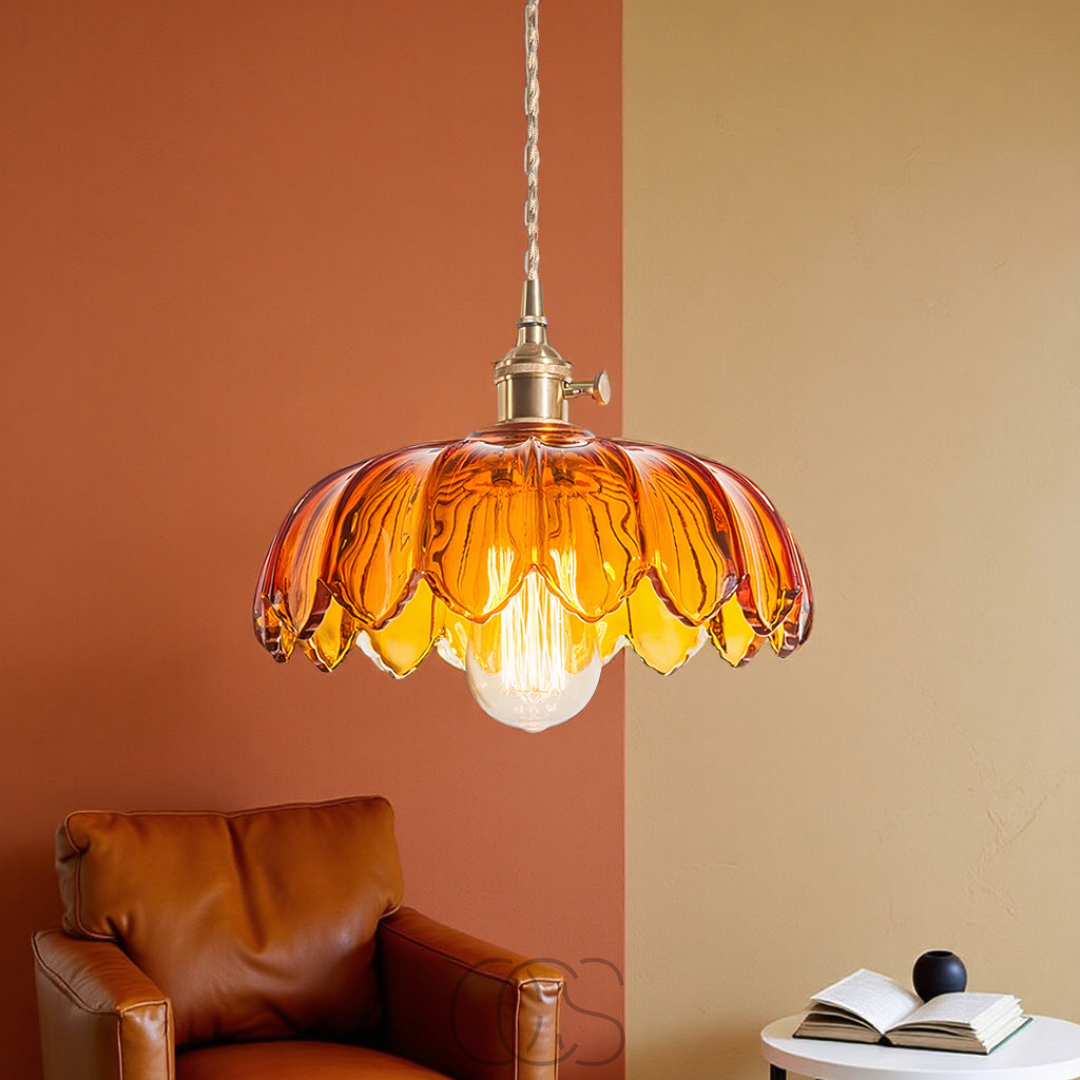 Lámpara Colgante de Flor de Cristal - Diseño Vintage | Orntli