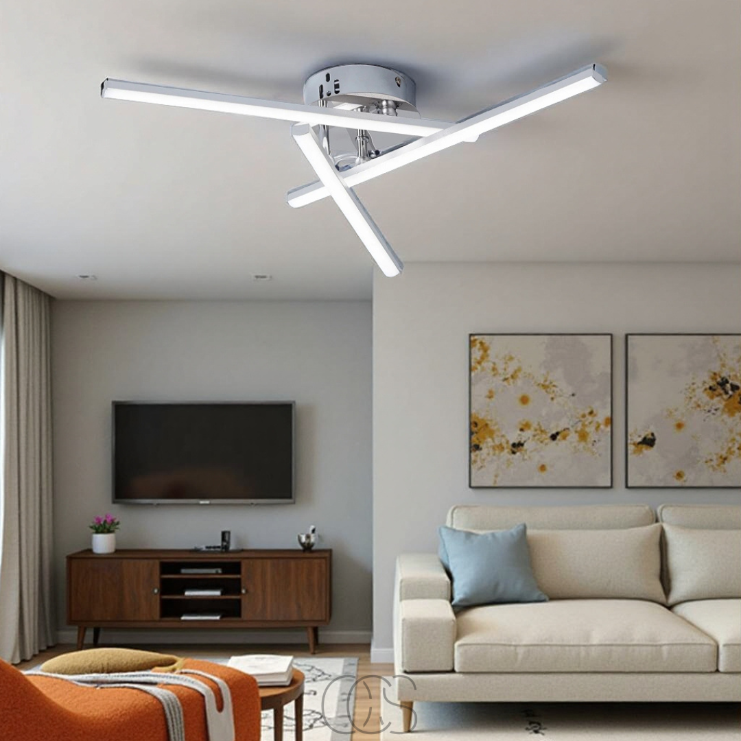 Lámpara de techo LED triangular - Lámpara de diseño níquel satinado | Orntli