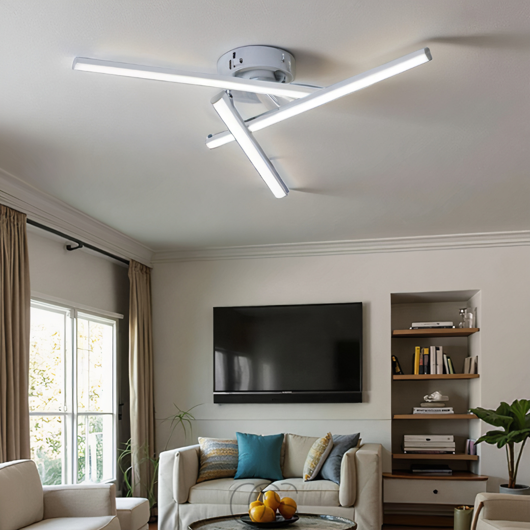 Lámpara de techo LED triangular - Lámpara de diseño níquel satinado | Orntli