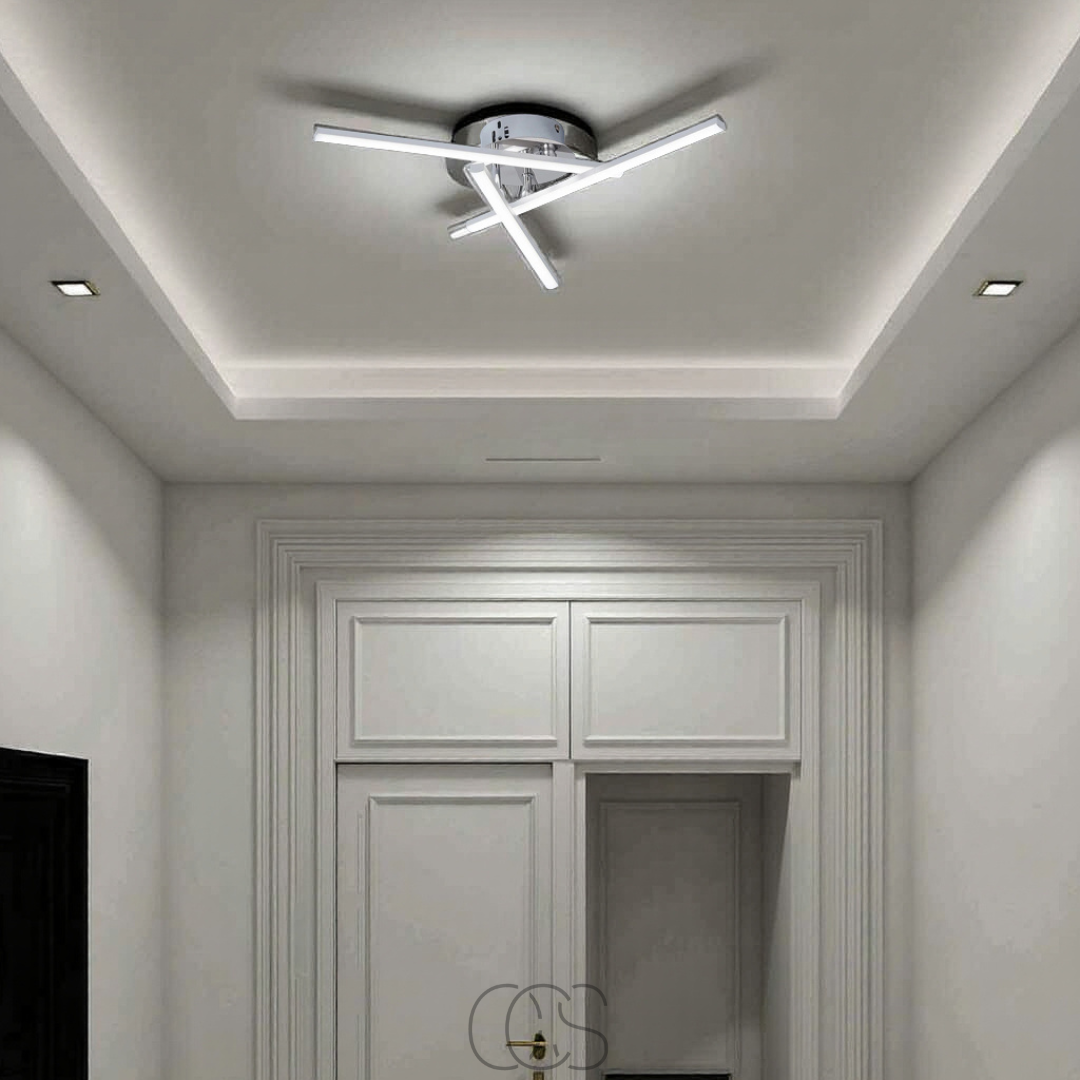 Lámpara de techo LED triangular - Lámpara de diseño níquel satinado | Orntli