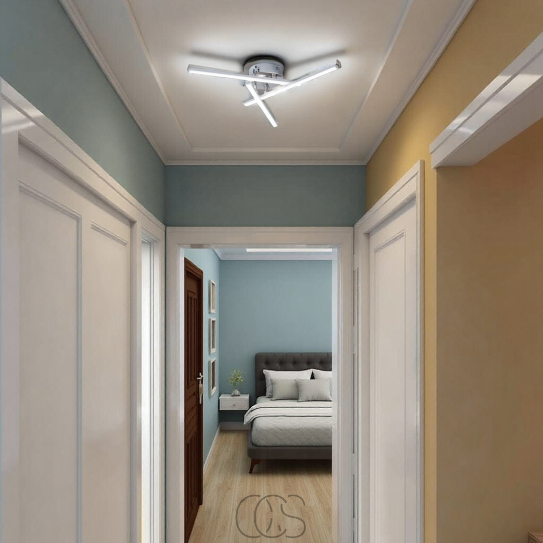 Lámpara de techo LED triangular - Lámpara de diseño níquel satinado | Orntli