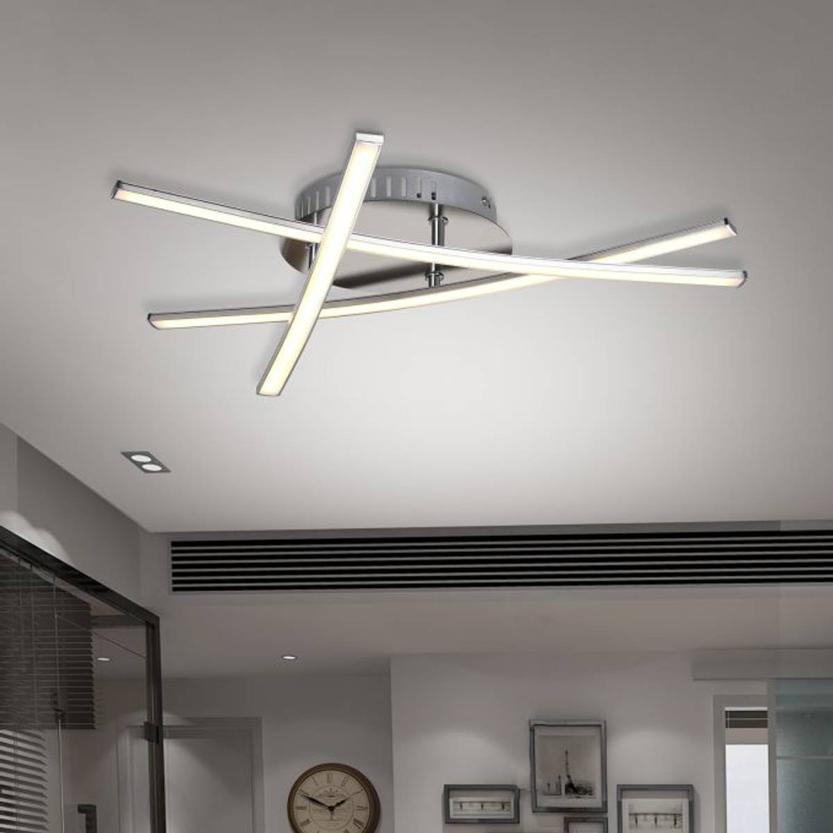 LED-Deckenlampe Dreieckig - Satin Nickel Designlampe | Orntli