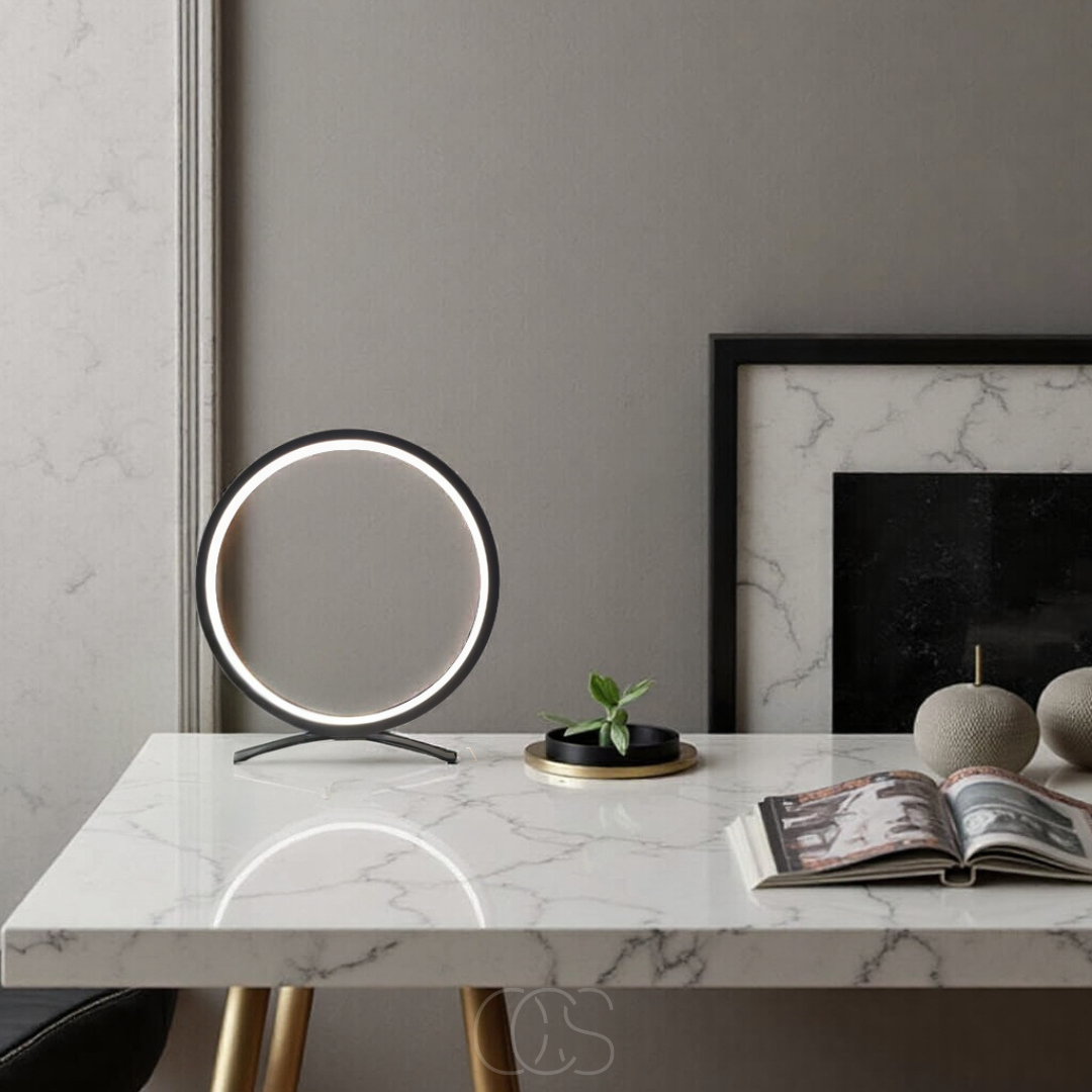 Lámpara de mesa con anillo LED - Diseño moderno minimalista | Orntli