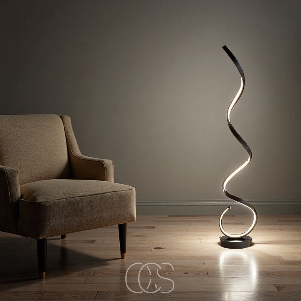 Lámpara de pie espiral LED regulable | Orntli