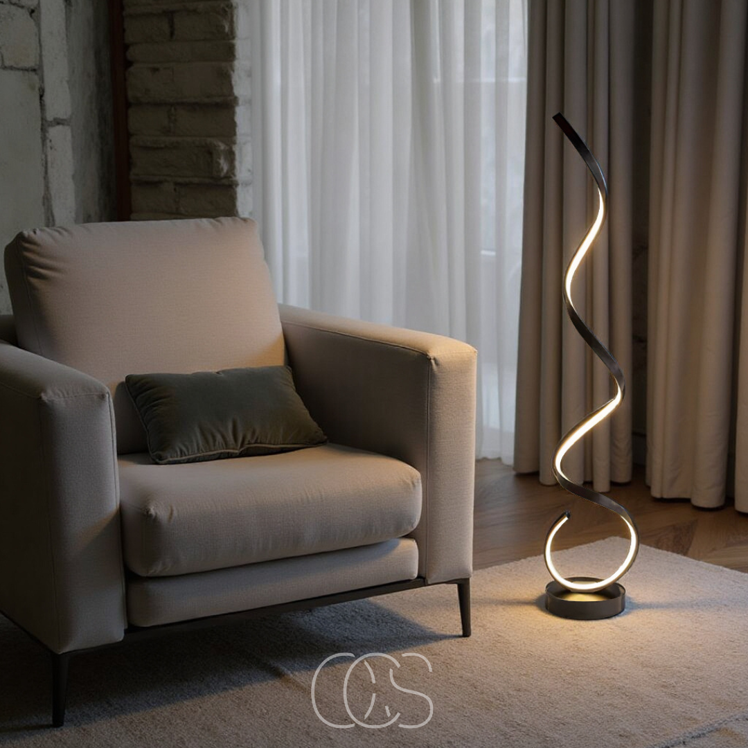 Lámpara de pie espiral LED regulable | Orntli