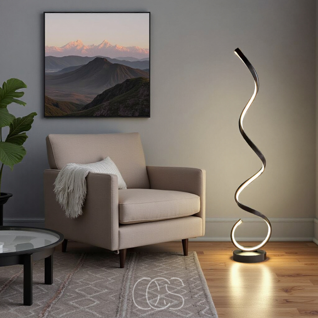 Lámpara de pie espiral LED regulable | Orntli