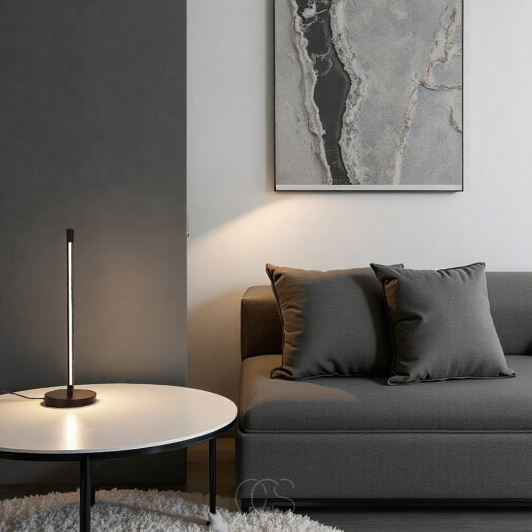 Lámpara de mesa LED minimalista - Aluminio negro mate moderno | Orntli