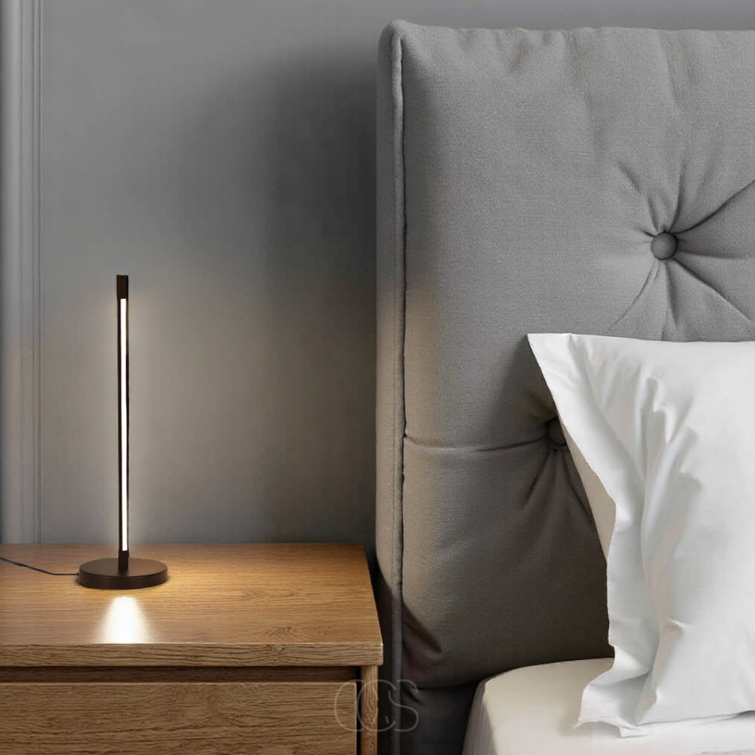 Lámpara de mesa LED minimalista - Aluminio negro mate moderno | Orntli