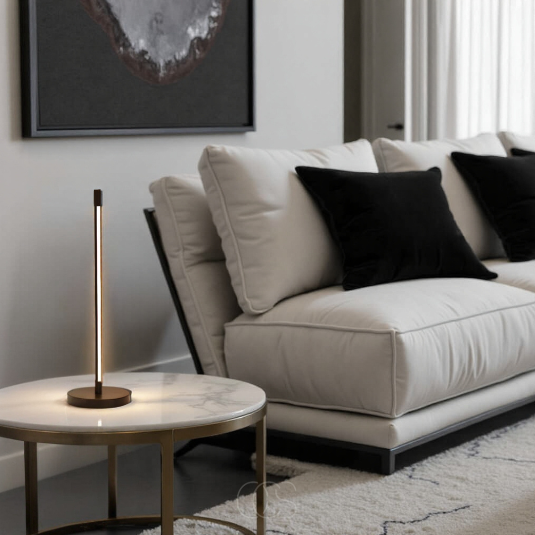 Lámpara de mesa LED minimalista - Aluminio negro mate moderno | Orntli