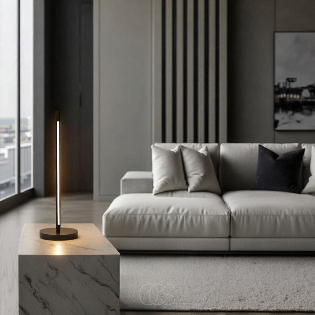 Lámpara de mesa LED minimalista - Aluminio negro mate moderno | Orntli