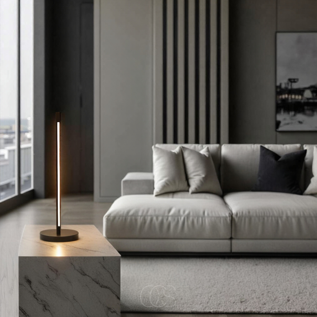 Lámpara de mesa LED minimalista - Aluminio negro mate moderno | Orntli