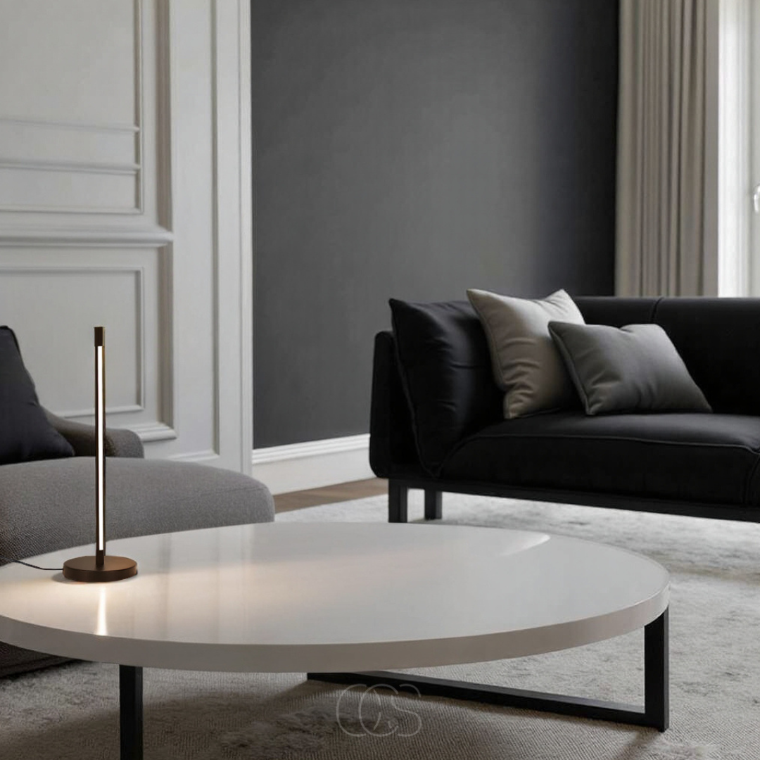 Lámpara de mesa LED minimalista - Aluminio negro mate moderno | Orntli