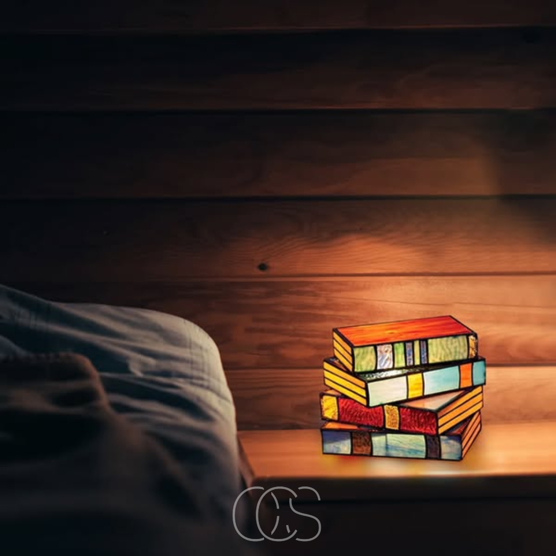 Mosaik Buchlampe - Kabellose Tiffany Tischlampe | Orntli