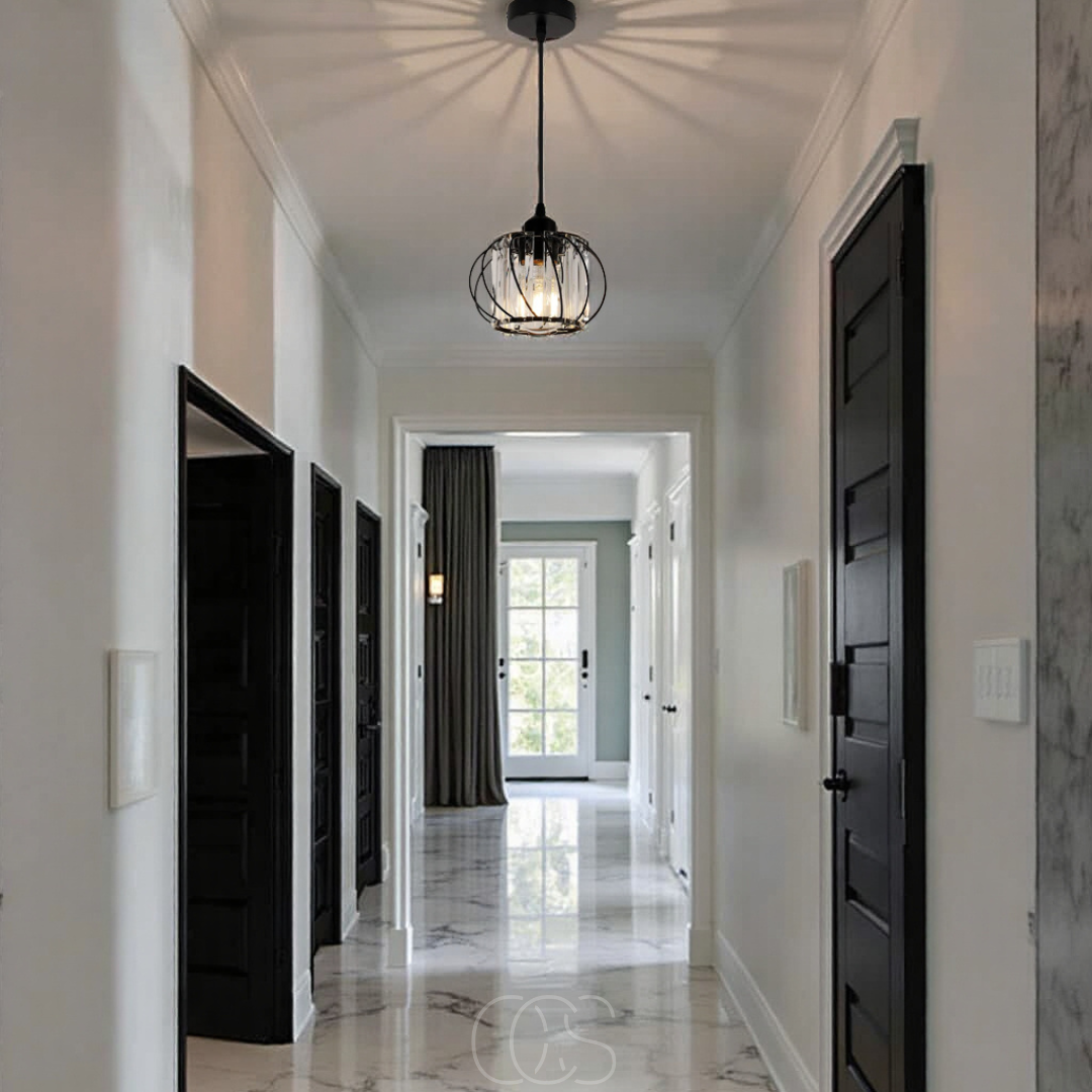 Nordic Pendant Lamp with Spherical Glass - Black Design | Orntli