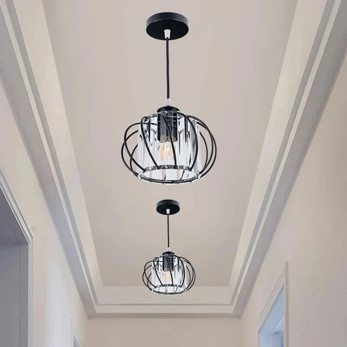 Nordic Pendant Lamp with Spherical Glass - Black Design | Orntli