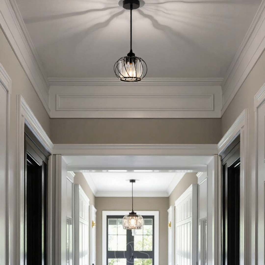 Nordic Pendant Lamp with Spherical Glass - Black Design | Orntli