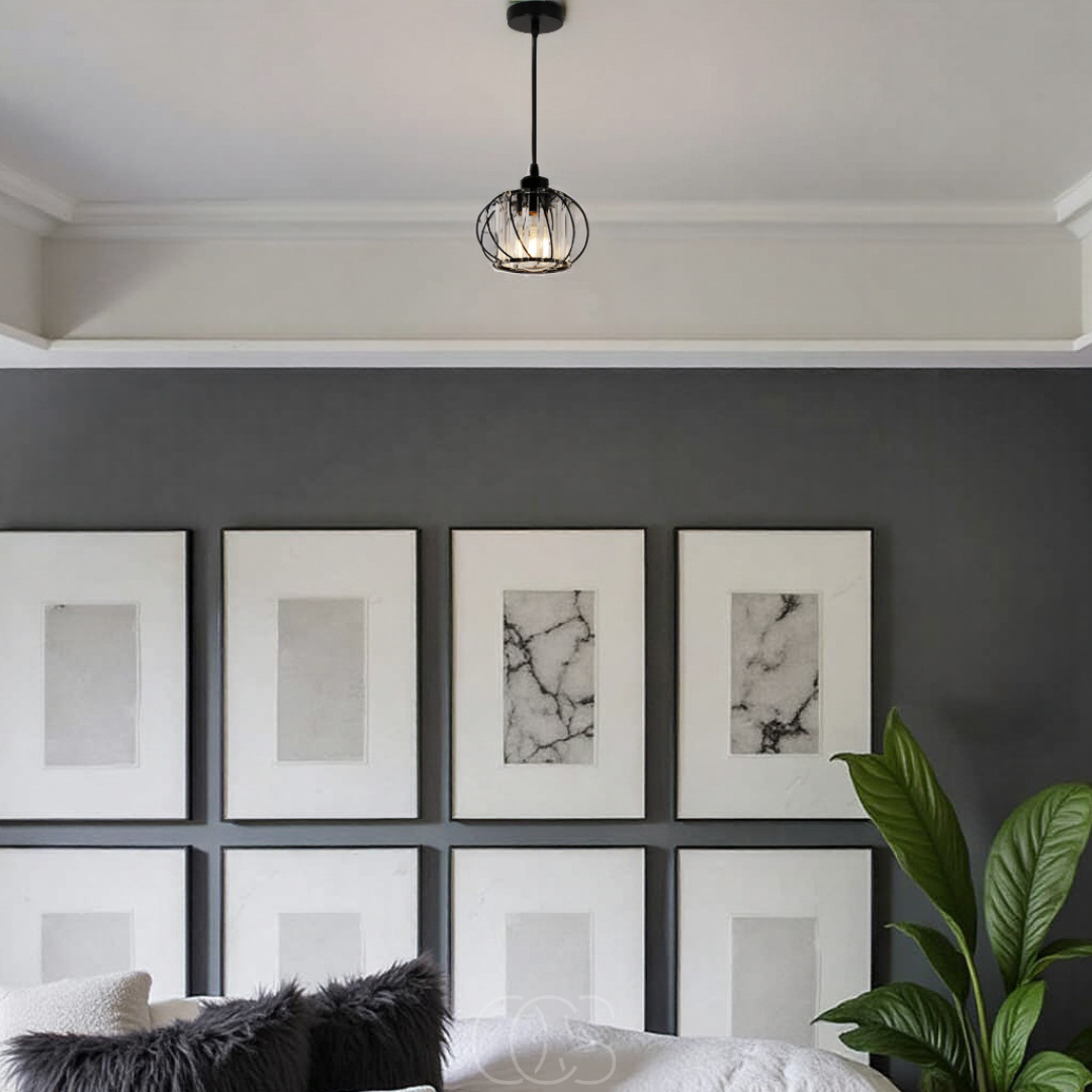 Nordic Pendant Lamp with Spherical Glass - Black Design | Orntli