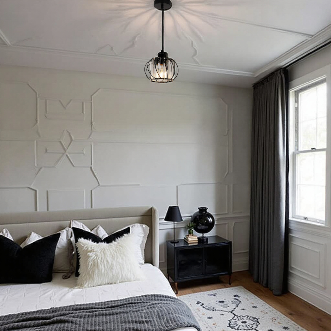 Nordic Pendant Lamp with Spherical Glass - Black Design | Orntli
