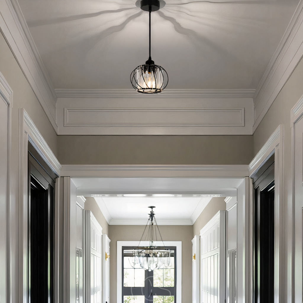 Nordic Pendant Lamp with Spherical Glass - Black Design | Orntli