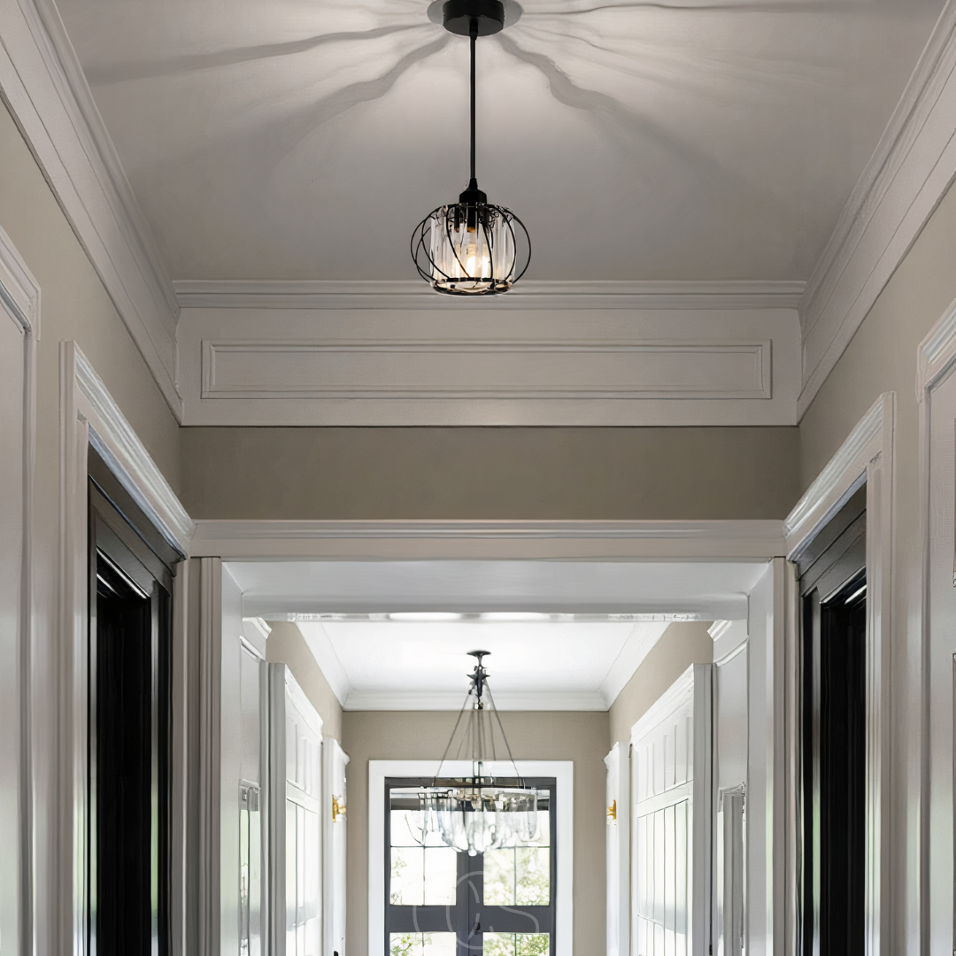 Nordic Pendant Lamp with Spherical Glass - Black Design | Orntli
