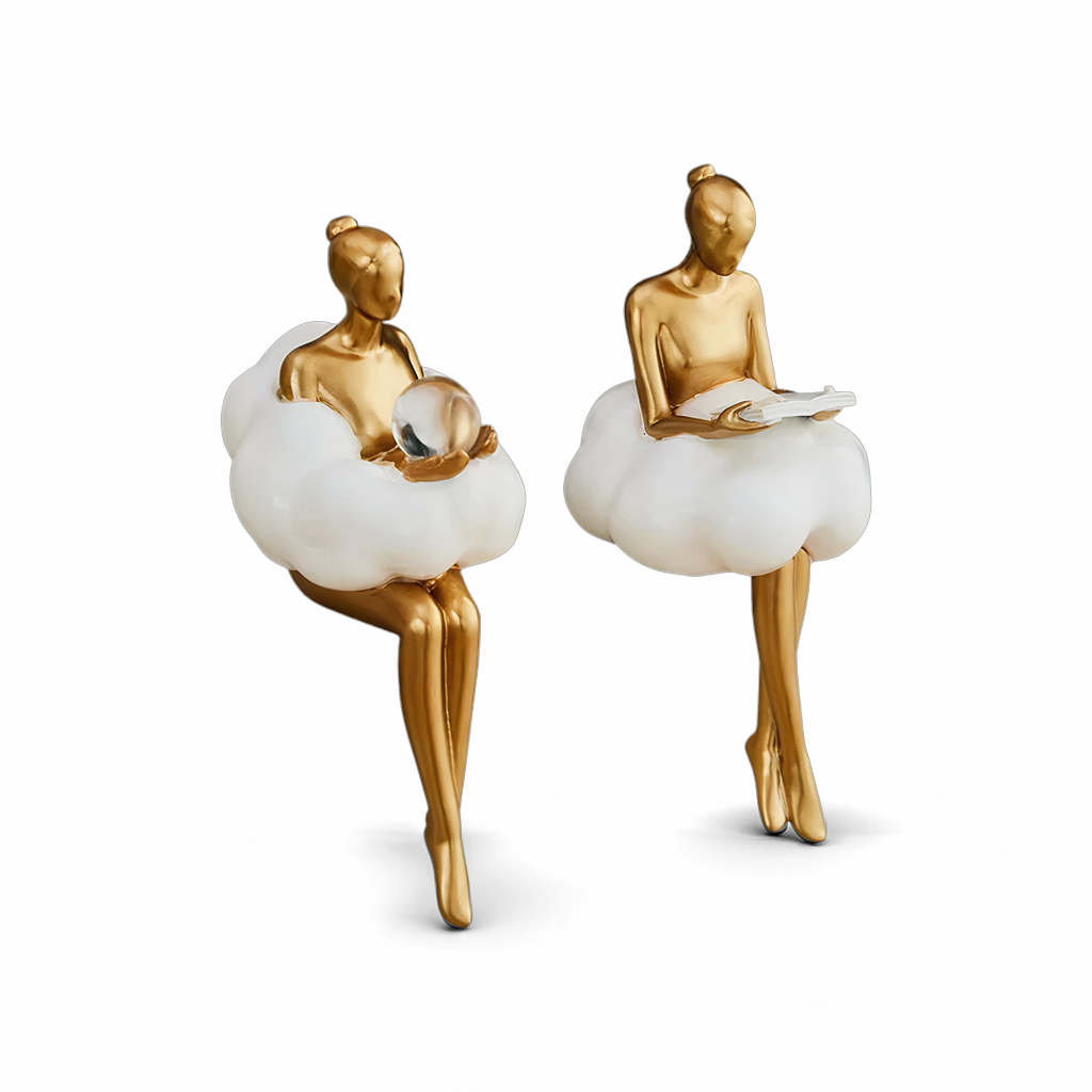 Sculpture Femme Lisant sur Nuage - Objet d'Art en Résine | Orntli
