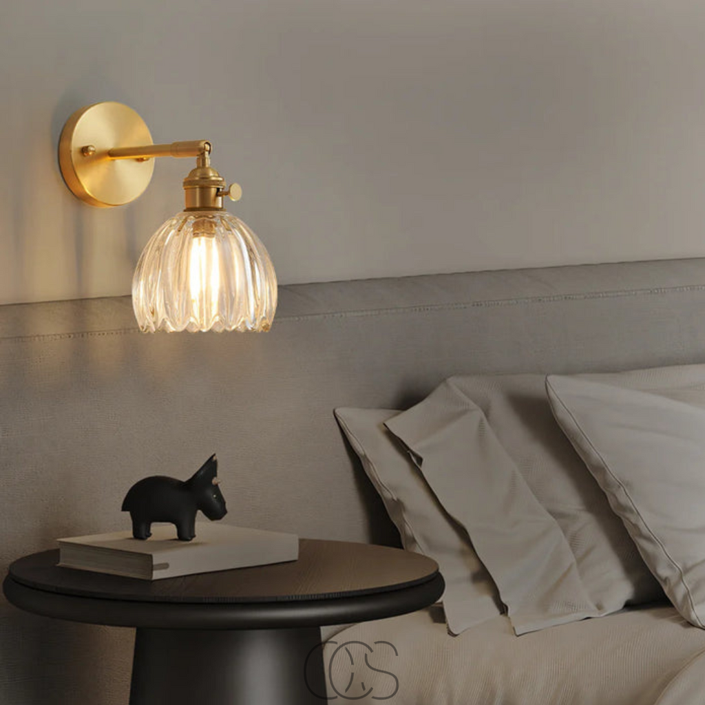 Lampada da parete retrò con paralume a tulipano in vetro | Orntli