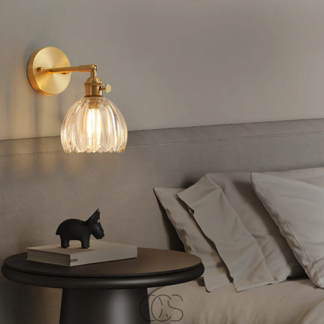 Lampada da parete retrò con paralume a tulipano in vetro | Orntli