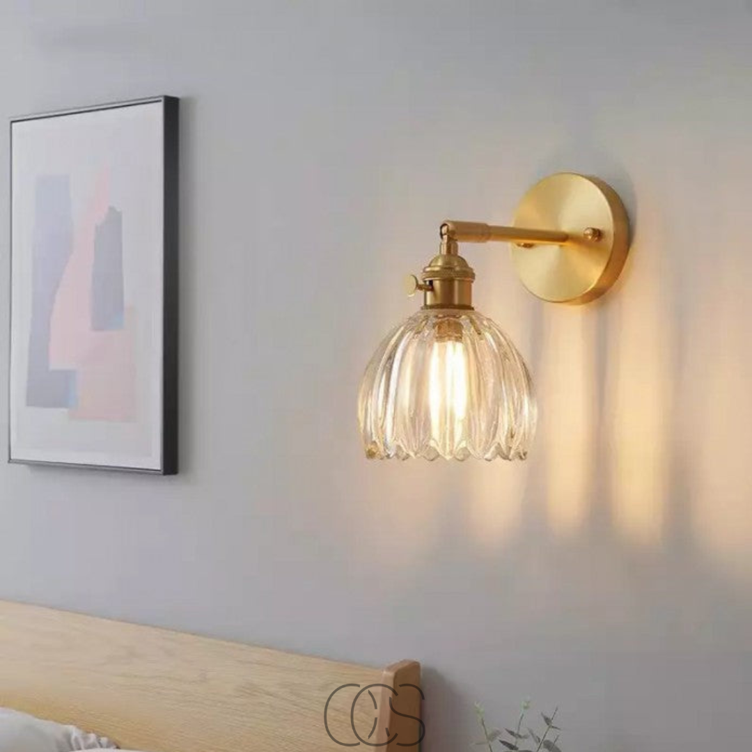 Lampada da parete retrò con paralume a tulipano in vetro | Orntli