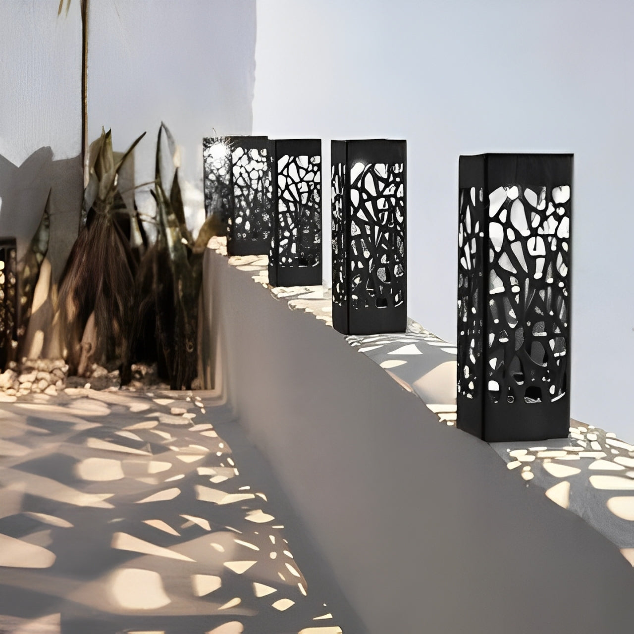 Poste de luz solar para jardín - Lámpara solar inalámbrica para exteriores | Orntli