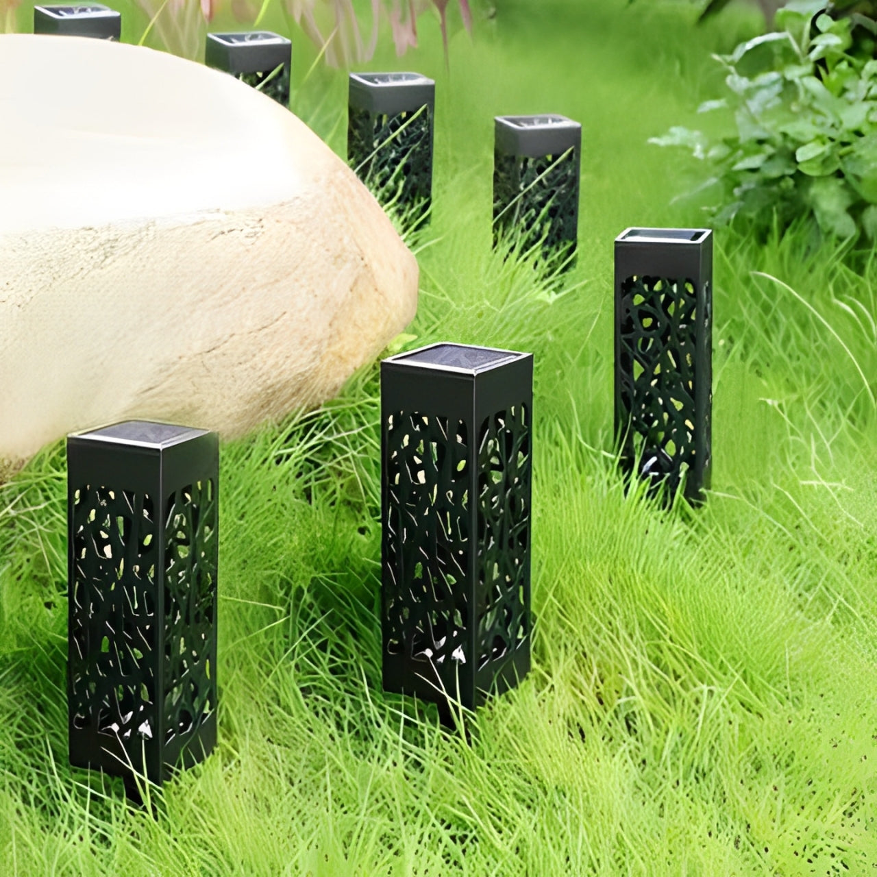 Poste de luz solar para jardín - Lámpara solar inalámbrica para exteriores | Orntli