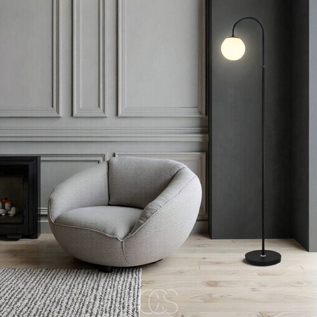 Standing lamp with globe - Metal & Glass floor lamp | Orntli