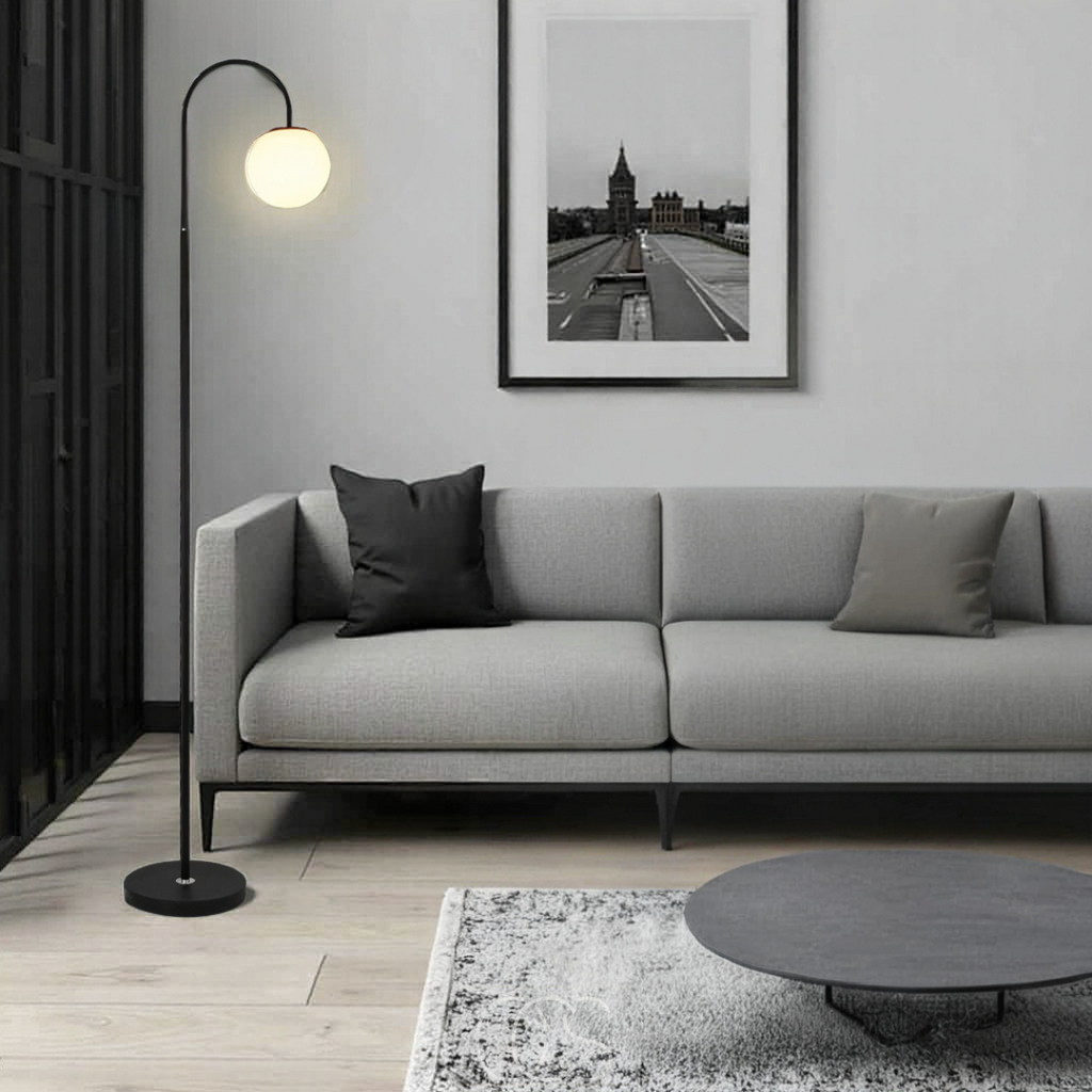 Standing lamp with globe - Metal & Glass floor lamp | Orntli