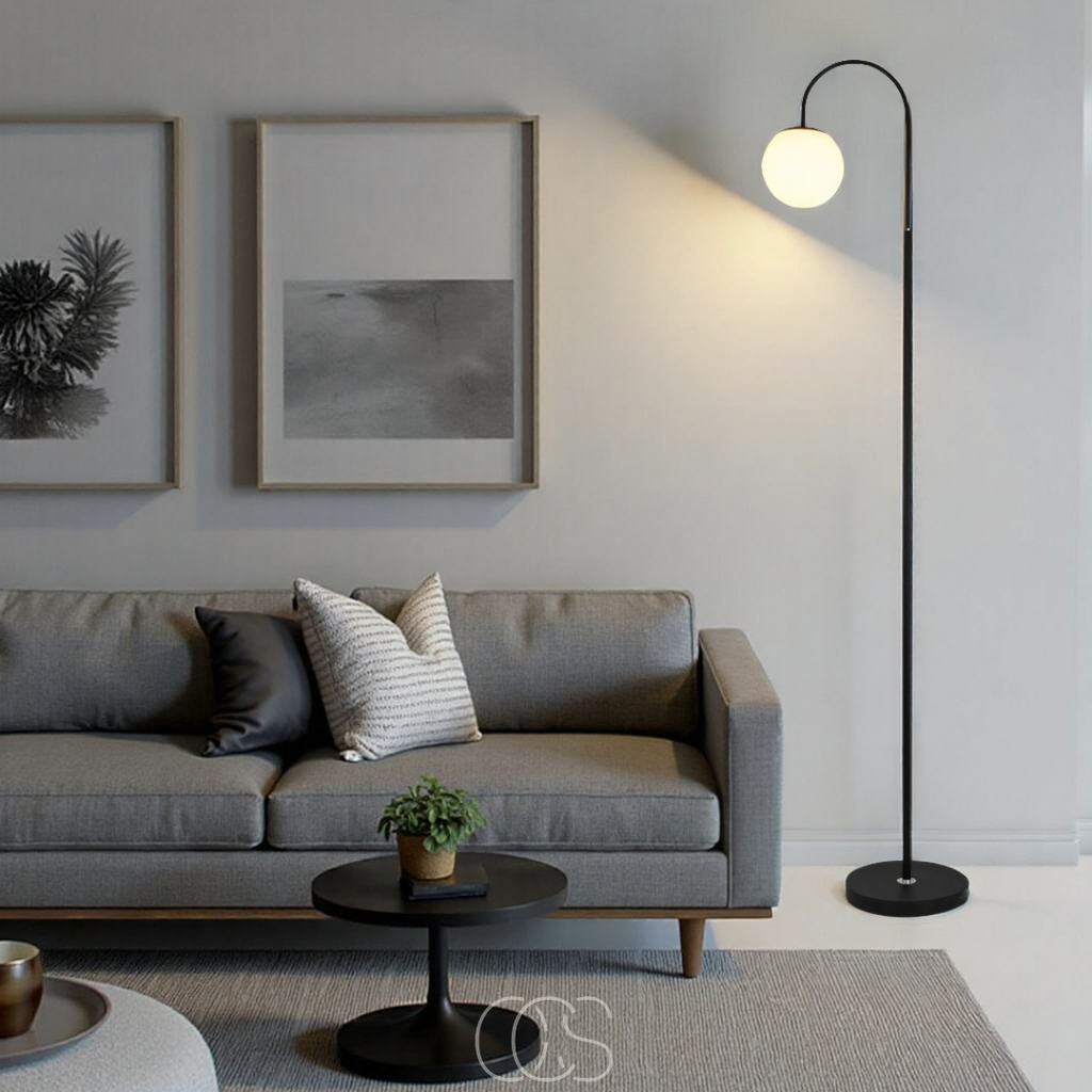 Standing lamp with globe - Metal & Glass floor lamp | Orntli