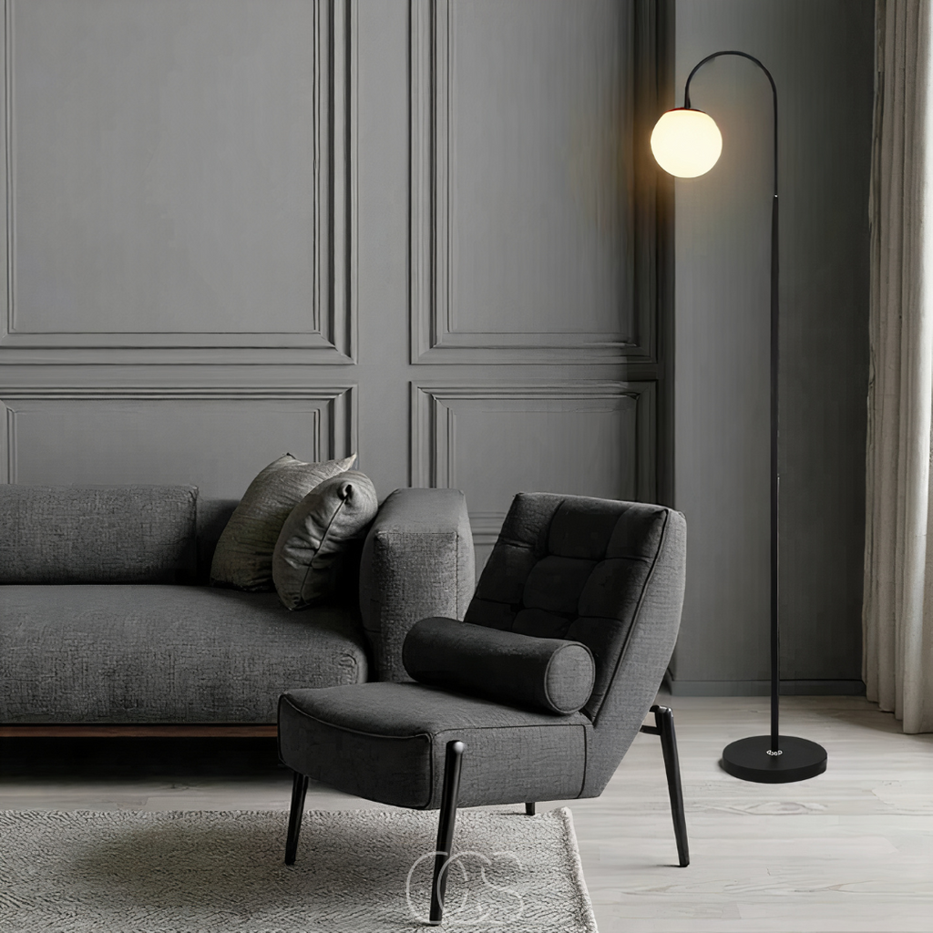 Standing lamp with globe - Metal & Glass floor lamp | Orntli