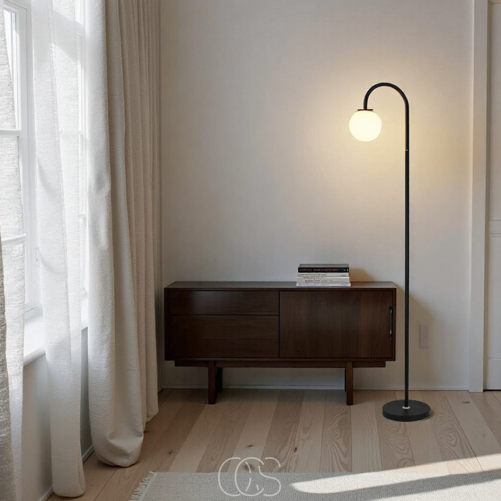 Standing lamp with globe - Metal & Glass floor lamp | Orntli