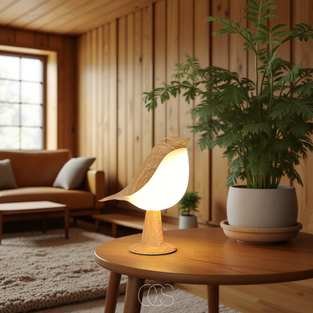 Lámpara de pájaro de madera - Lámpara de mesa inalámbrica con luz cálida | Orntli