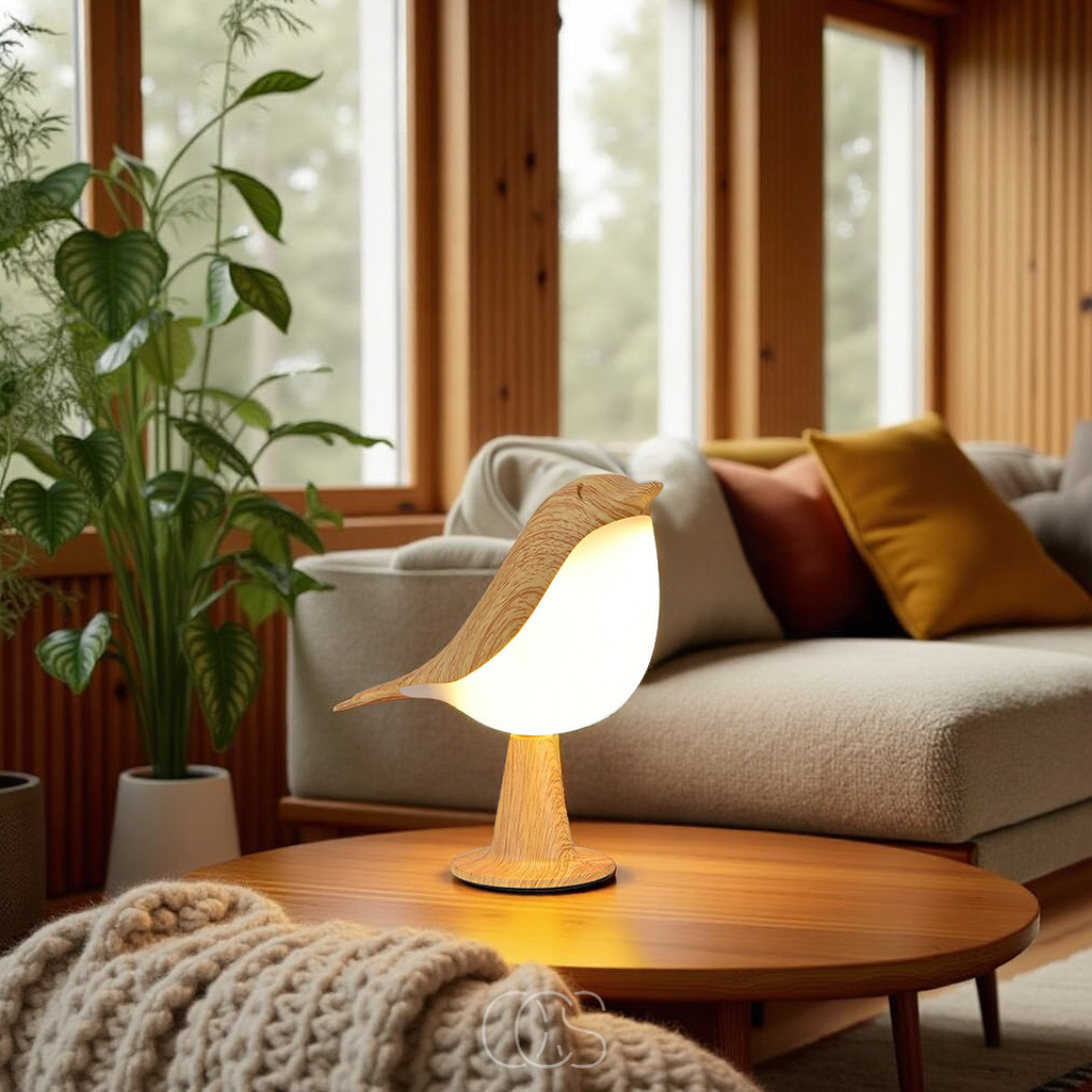 Lámpara de pájaro de madera - Lámpara de mesa inalámbrica con luz cálida | Orntli