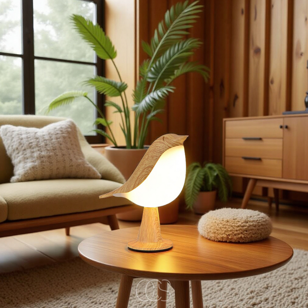 Lámpara de pájaro de madera - Lámpara de mesa inalámbrica con luz cálida | Orntli