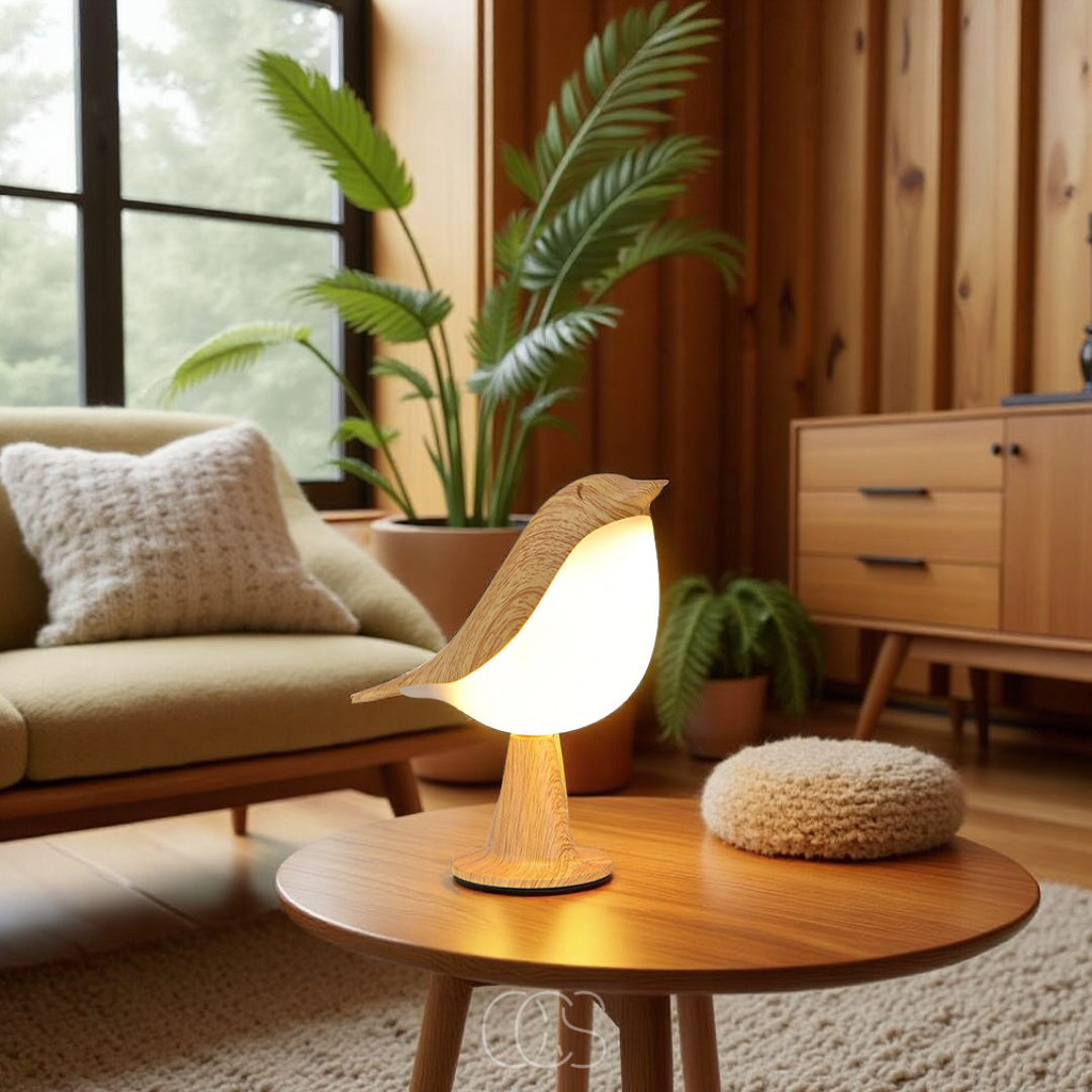 Lámpara de pájaro de madera - Lámpara de mesa inalámbrica con luz cálida | Orntli