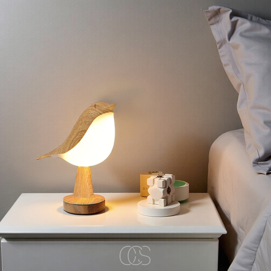 Lámpara de pájaro de madera - Lámpara de mesa inalámbrica con luz cálida | Orntli