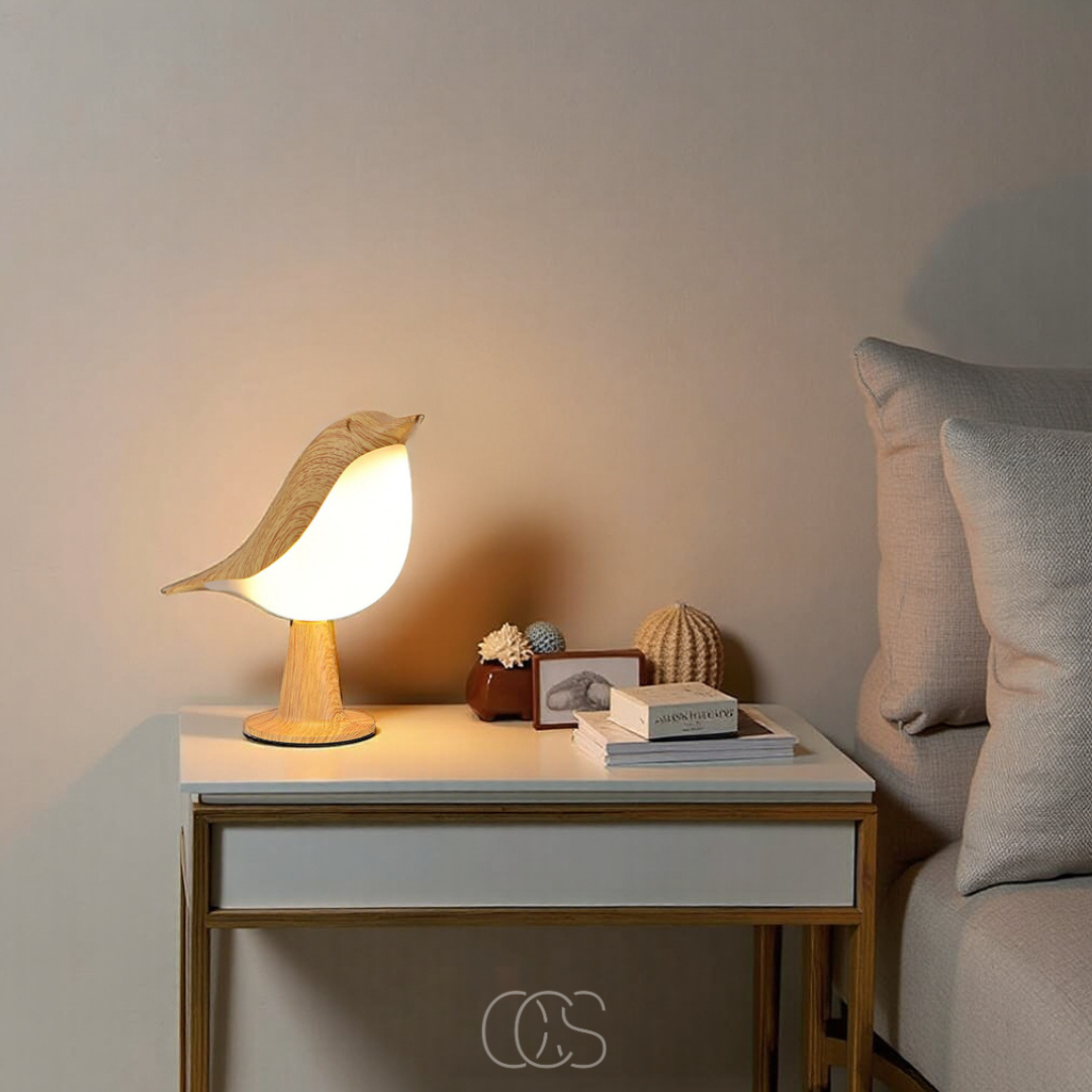 Lámpara de pájaro de madera - Lámpara de mesa inalámbrica con luz cálida | Orntli