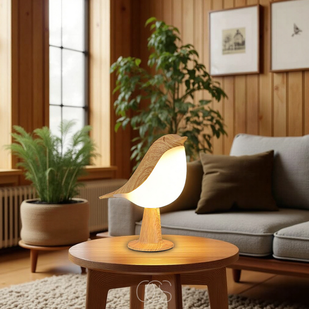 Lámpara de pájaro de madera - Lámpara de mesa inalámbrica con luz cálida | Orntli