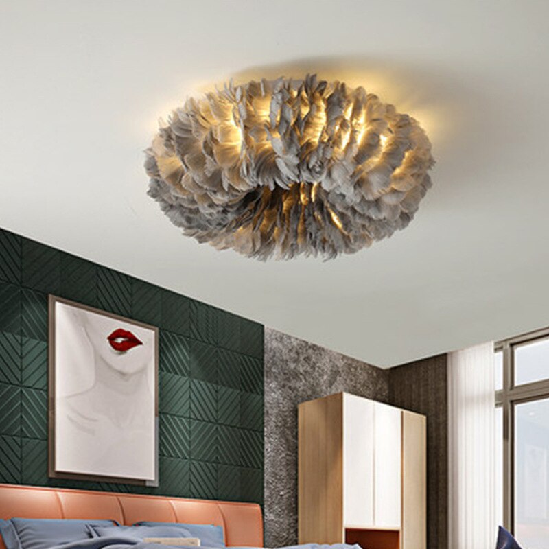 Candeeiro de teto Feather, LED branco quente, 40–70 cm, 4 cores