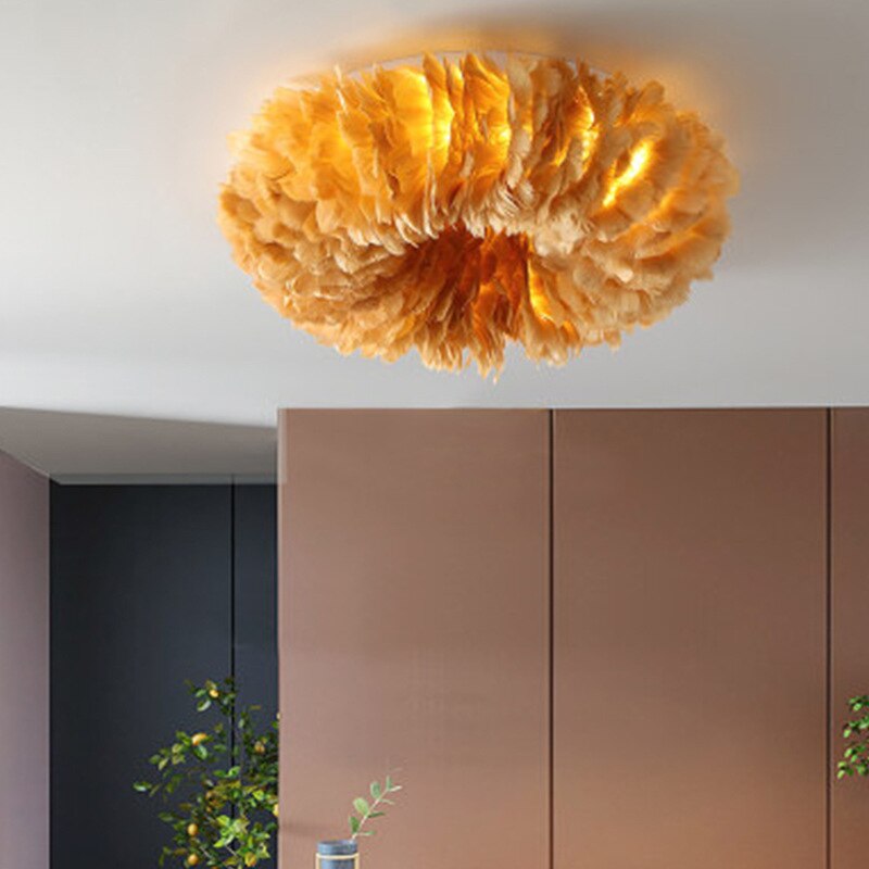 Candeeiro de teto Feather, LED branco quente, 40–70 cm, 4 cores